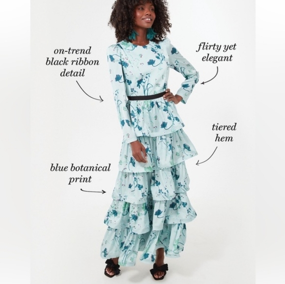 Tuckernuck Indigo Blue Botanical Tory Tiered Dress XXXL - Picture 4 of 10